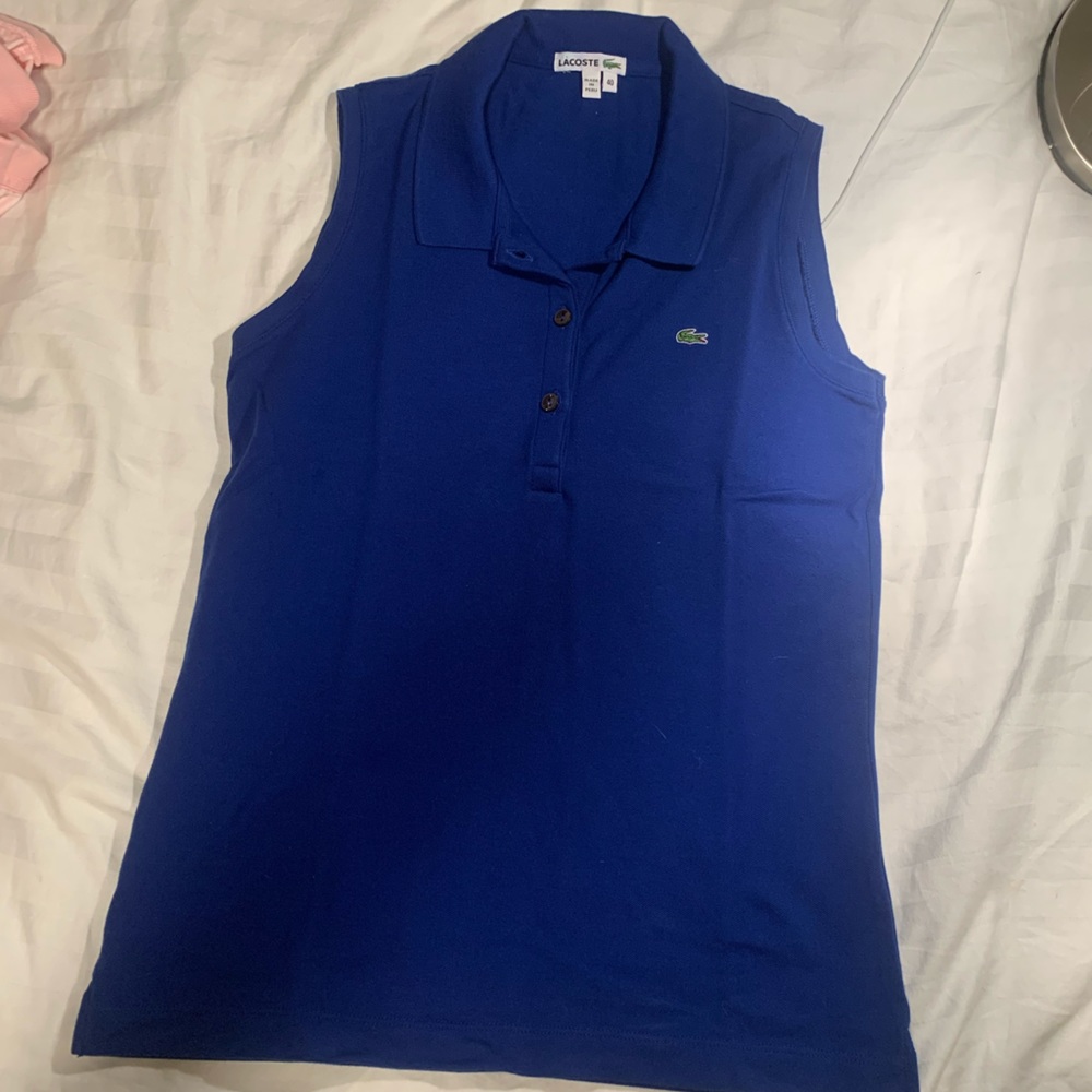 Navy Lacoste golf tank top